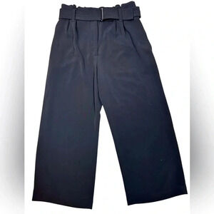 Belle Vere high-waist, wide-leg trousers, ankle pants, belted, loose, pleats